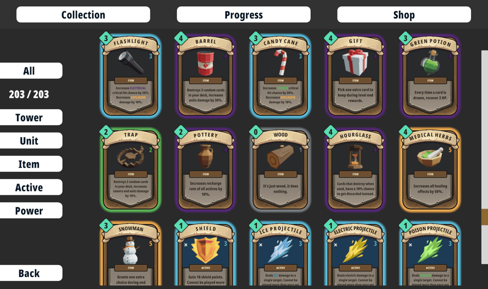 Cards and Towers